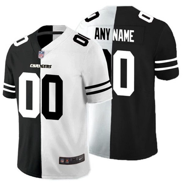 Men's Los Angeles Chargers ACTIVE PLAYER Custom Black White Split Limited Stitched Jersey - Click Image to Close